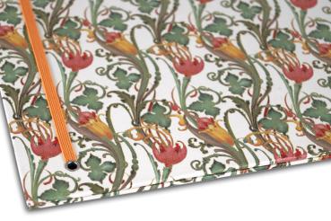 Preview: Orangefarbene Mappe "Perugia", italienisches Papier vergoldet